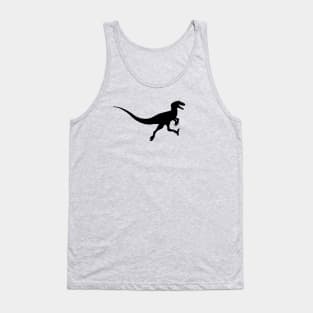 Utahraptor Jumping Black Silhouette Dinosaur Tank Top